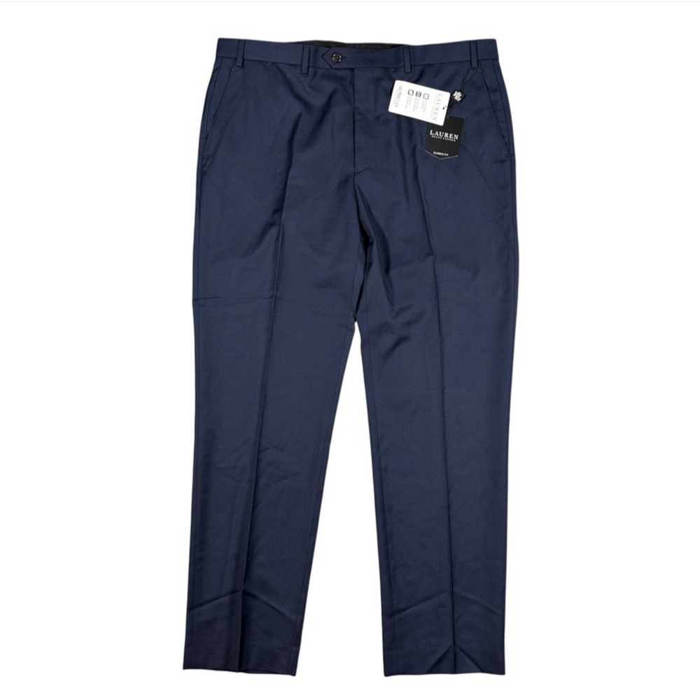 NWT Lauren Ralph Lauren Pants Mens 40x32 Blue Ultraflex Wool Blend Classic Fit